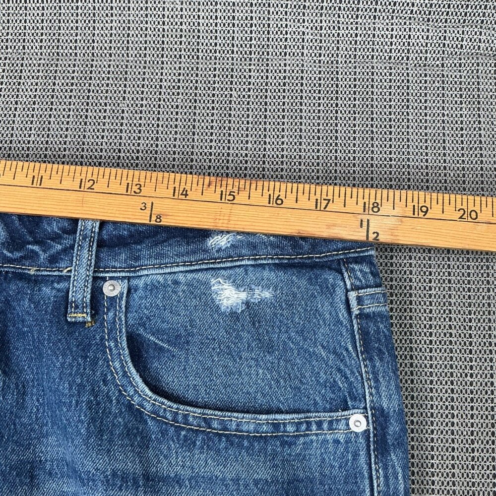 Free Assembly Womens Size 16 Blue Super High Rise Straight Jeans Distress Denim - Picture 5 of 12
